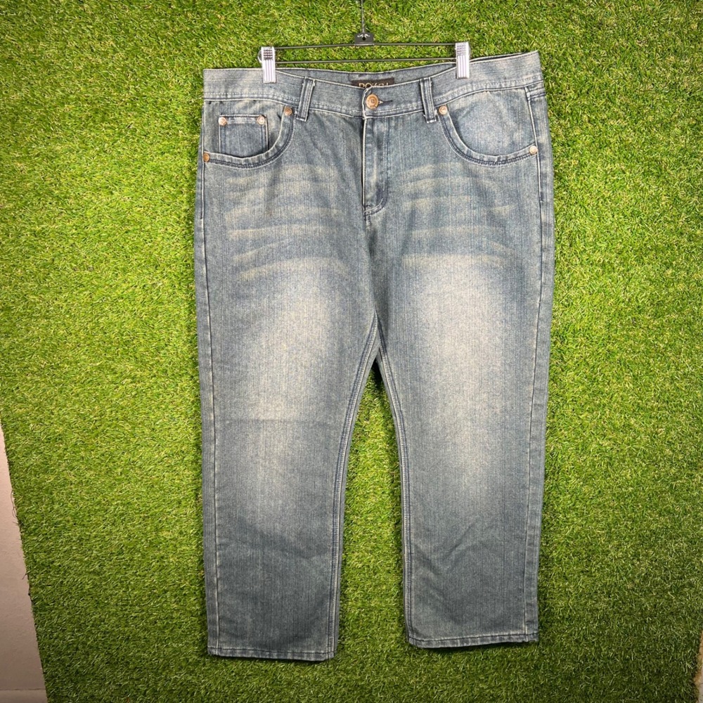 ROK Mens Denim Jeans Blue Relaxed Straight Leg Size 38x30 Medium Wash